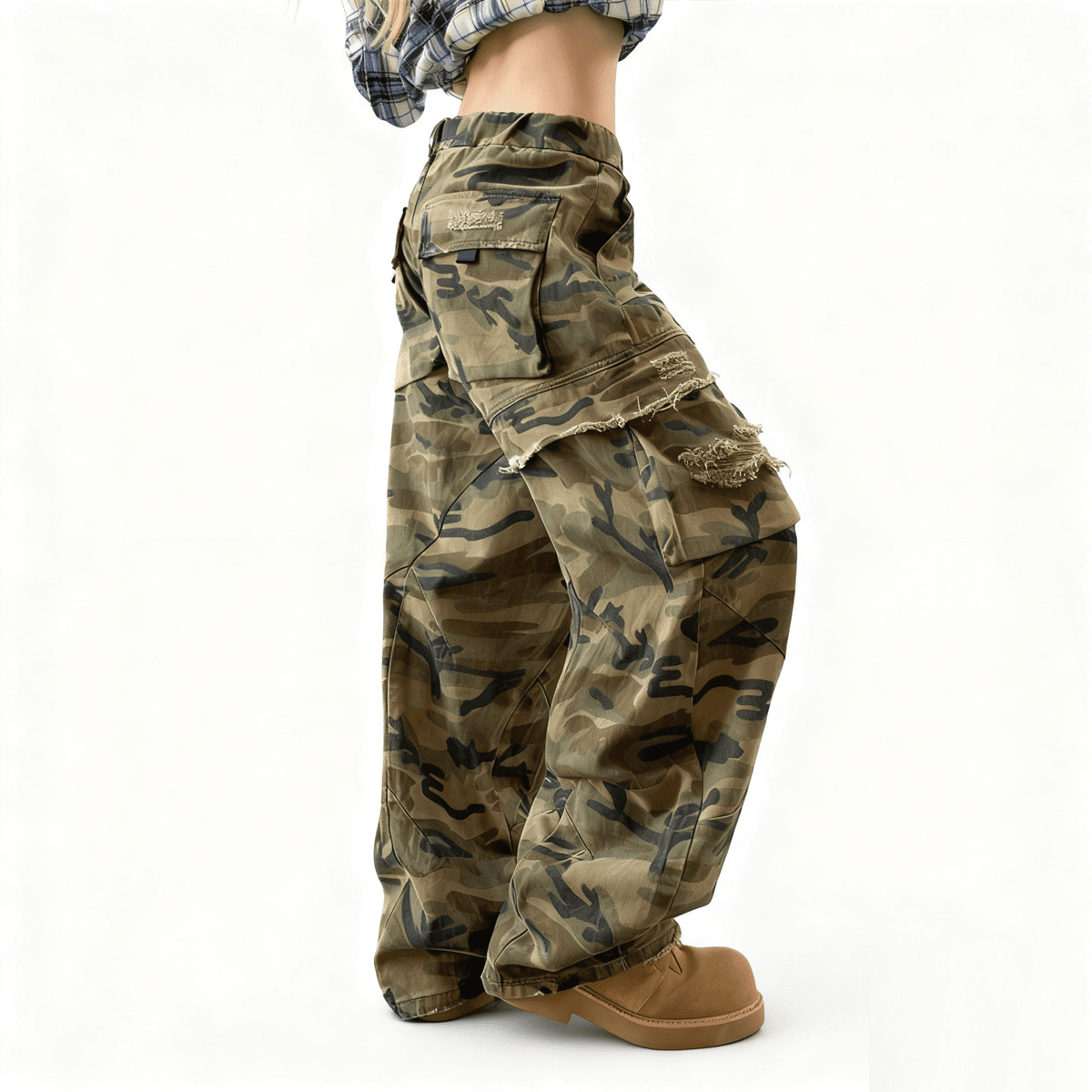 Complex  Camouflage Loose Wide-leg Jeans