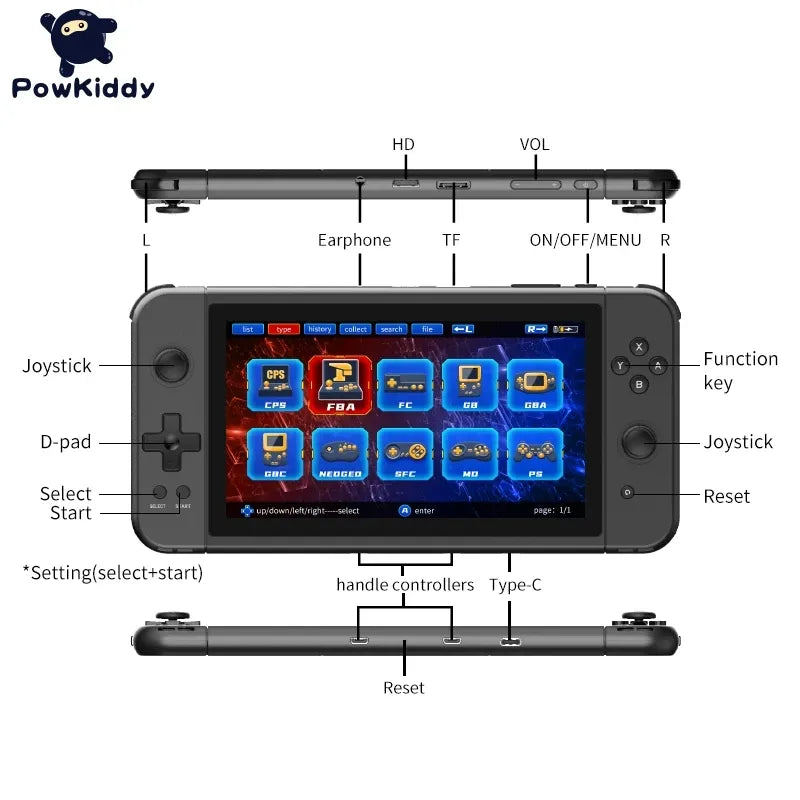 New Powkiddy X70 7.0 Inch HD Screen Handheld Game Console Double Players ATM7051 Quad-Core Retro TV Video Game Console Gift