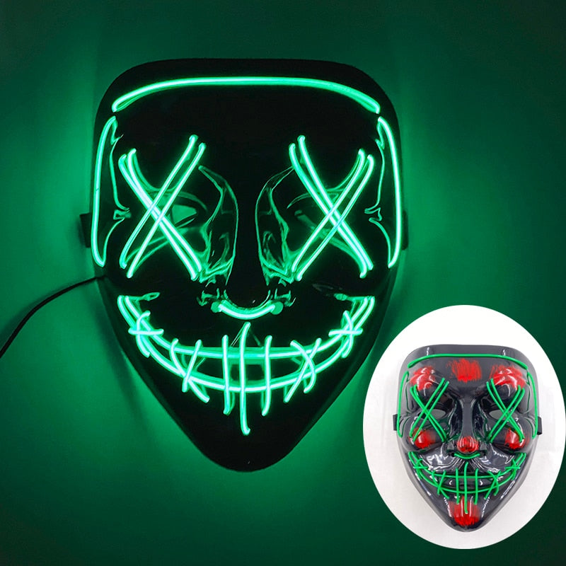 Wireless Halloween Neon Led Purge Mask Masquerade Carnival Party Masks Light Luminous In The Dark Cosplay Costume Supplies