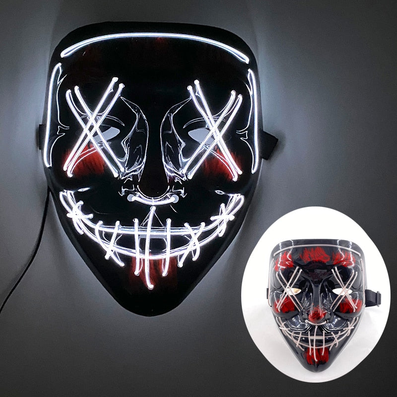 Wireless Halloween Neon Led Purge Mask Masquerade Carnival Party Masks Light Luminous In The Dark Cosplay Costume Supplies