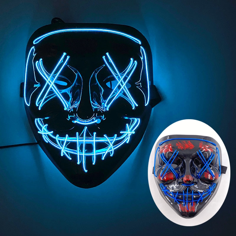 Wireless Halloween Neon Led Purge Mask Masquerade Carnival Party Masks Light Luminous In The Dark Cosplay Costume Supplies