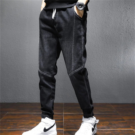 Mens Jeans Harem Pants Fashion Pockets Desinger Loose fit Baggy Moto Jeans Men Stretch Retro Streetwear Relaxed Tapered Jeans