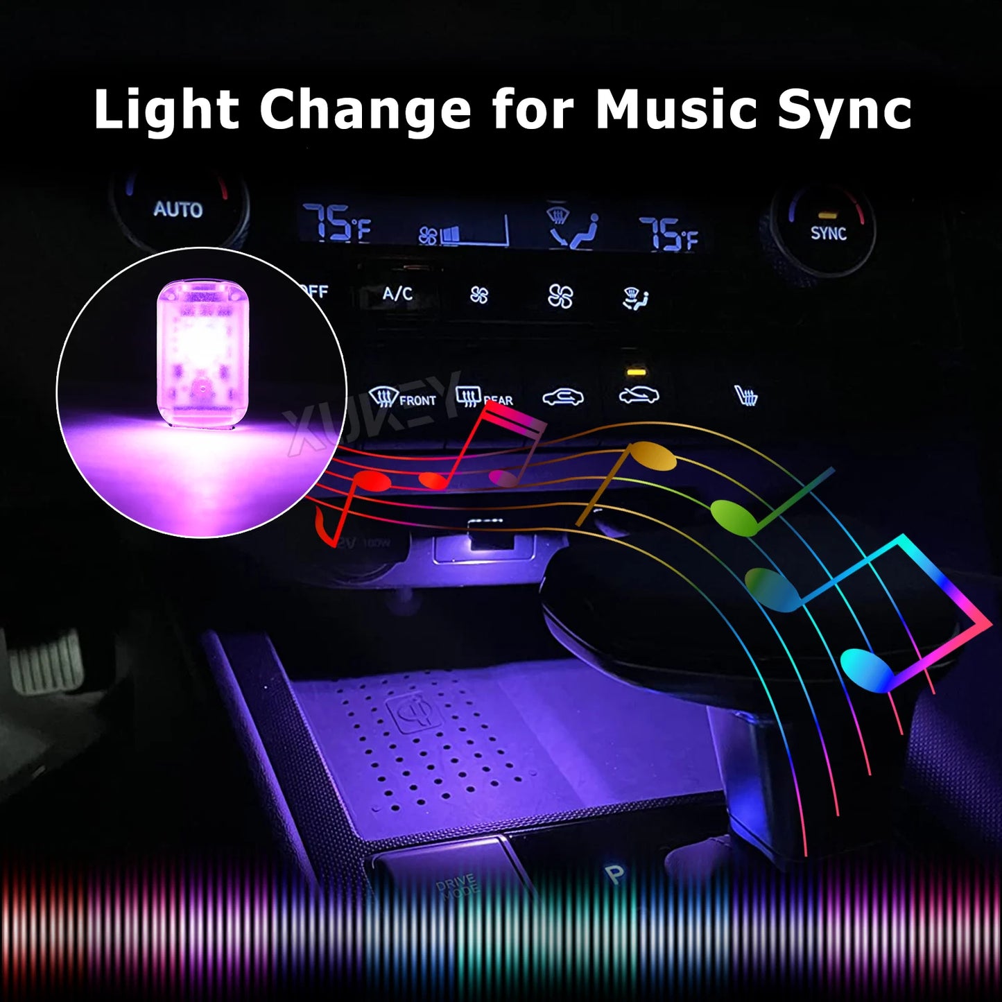 2pcs Mini USB Car Ambient Lighting 7 Colors LED Auto Interior Atmosphere Plug-in Light Laptops Sockets Night Lamp RGB Music Sync