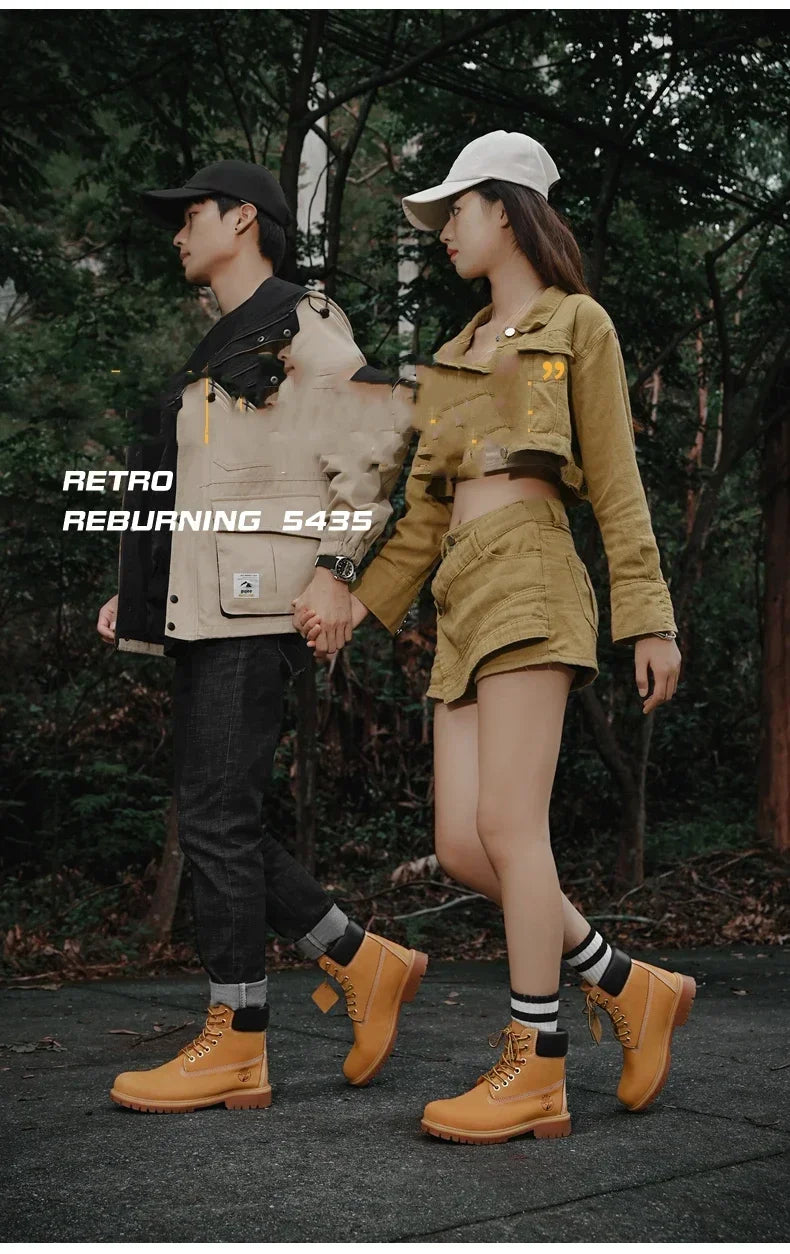 Mens Boots High Top Boots Men's Leather Shoes Winter Fashion Plush Warm Shoes Outdoor Sneakers Lace Up Non-Slip Ankle Boots Male