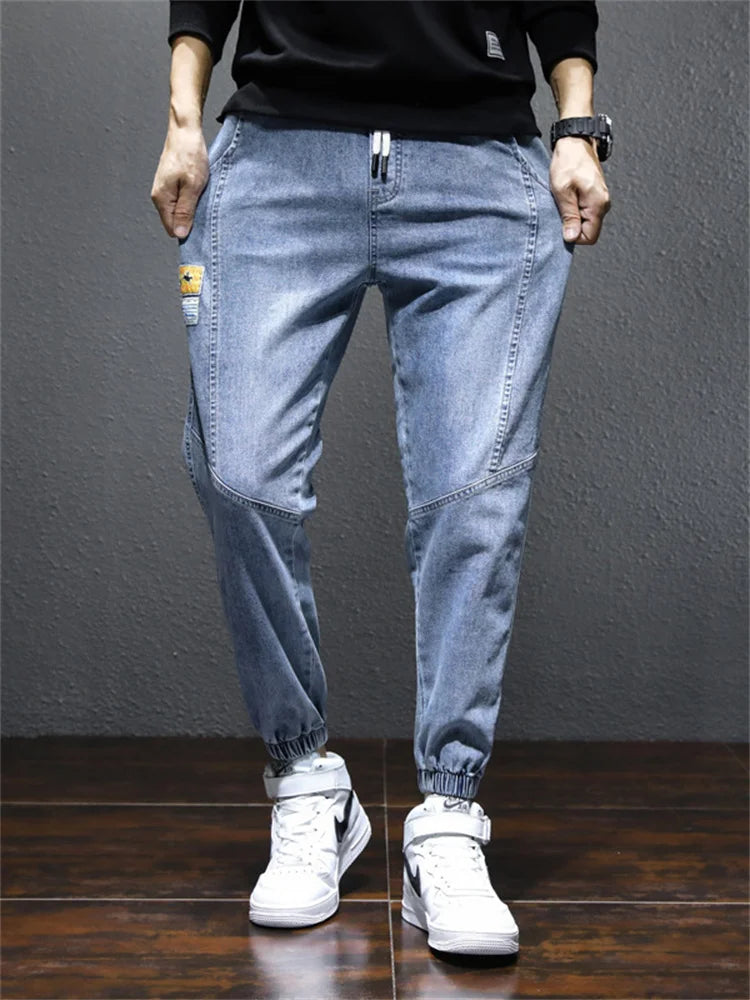 Mens Jeans Harem Pants Fashion Pockets Desinger Loose fit Baggy Moto Jeans Men Stretch Retro Streetwear Relaxed Tapered Jeans