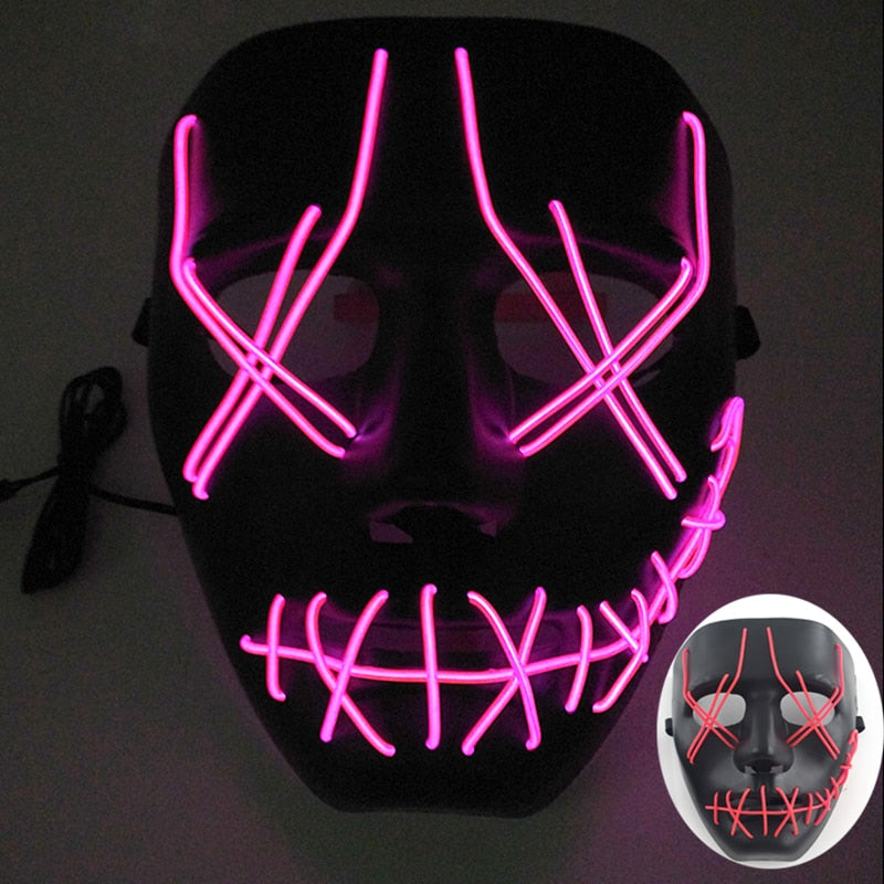 Wireless Halloween Neon Led Purge Mask Masquerade Carnival Party Masks Light Luminous In The Dark Cosplay Costume Supplies