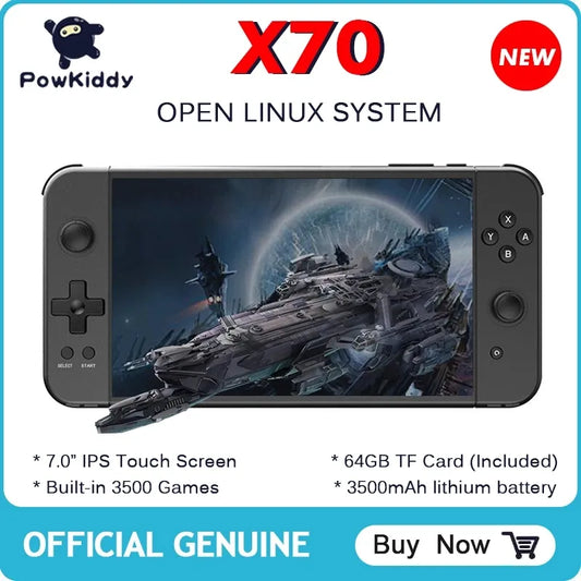 New Powkiddy X70 7.0 Inch HD Screen Handheld Game Console Double Players ATM7051 Quad-Core Retro TV Video Game Console Gift