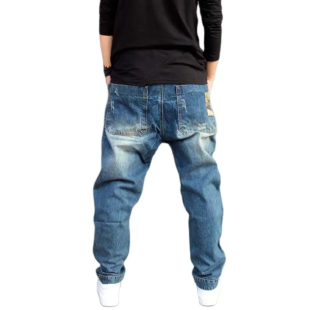 Mens Jeans Casual Joggers Plus Size Hip Hop Harem Denim Pants Camouflage Patchwork Quality Trousers Blue Color Male Clothes