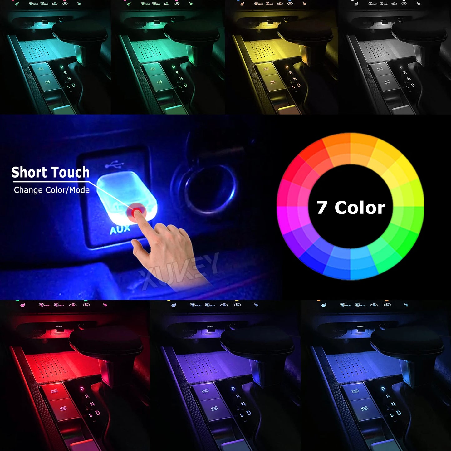 2pcs Mini USB Car Ambient Lighting 7 Colors LED Auto Interior Atmosphere Plug-in Light Laptops Sockets Night Lamp RGB Music Sync