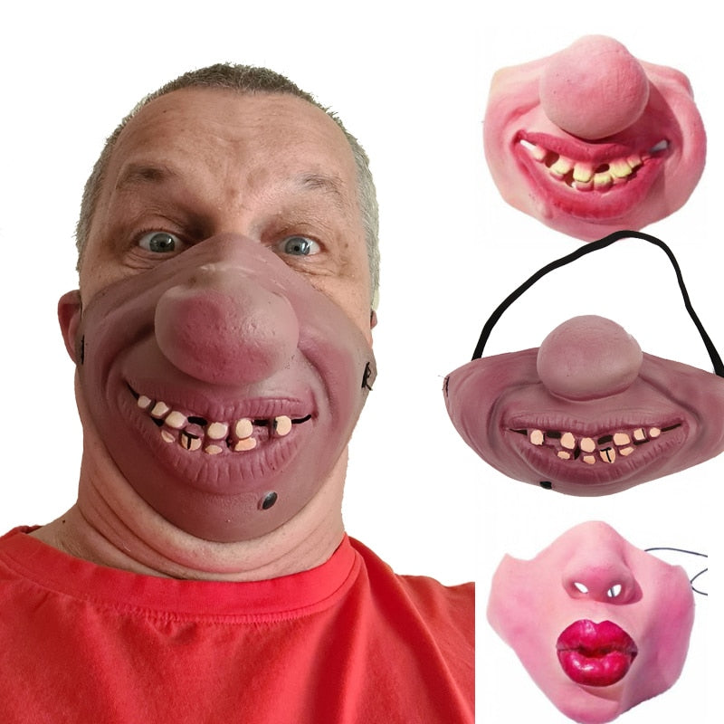 Creative Adult Clown Latex Cosplay Props Humorous Elastic Band Half Face Party Latex Masks Funny Halloween Horrible Mask