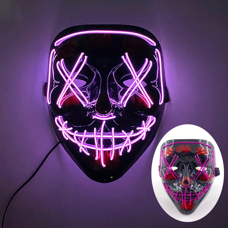 Wireless Halloween Neon Led Purge Mask Masquerade Carnival Party Masks Light Luminous In The Dark Cosplay Costume Supplies