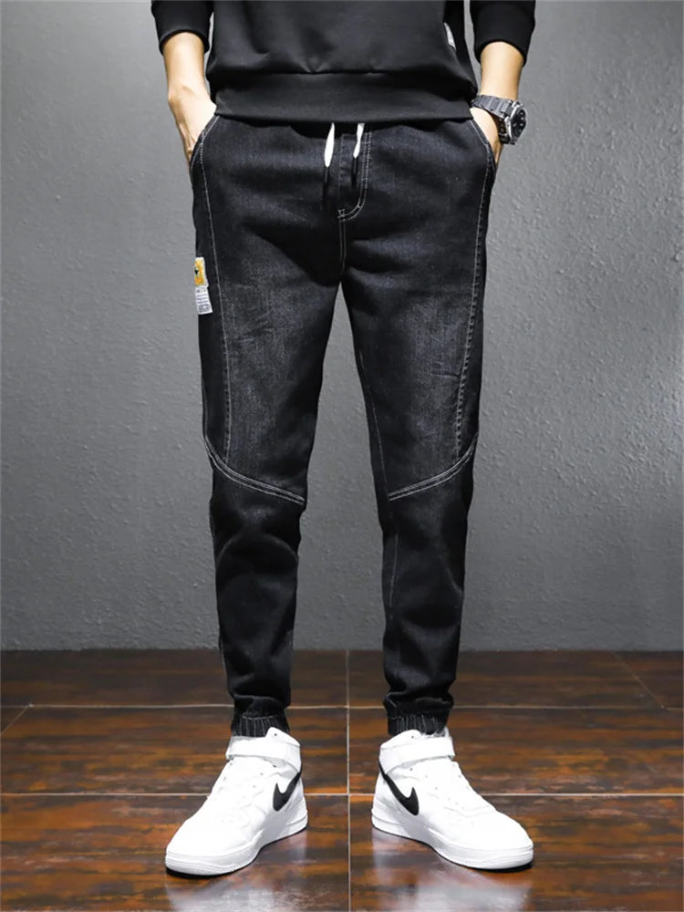 Mens Jeans Harem Pants Fashion Pockets Desinger Loose fit Baggy Moto Jeans Men Stretch Retro Streetwear Relaxed Tapered Jeans