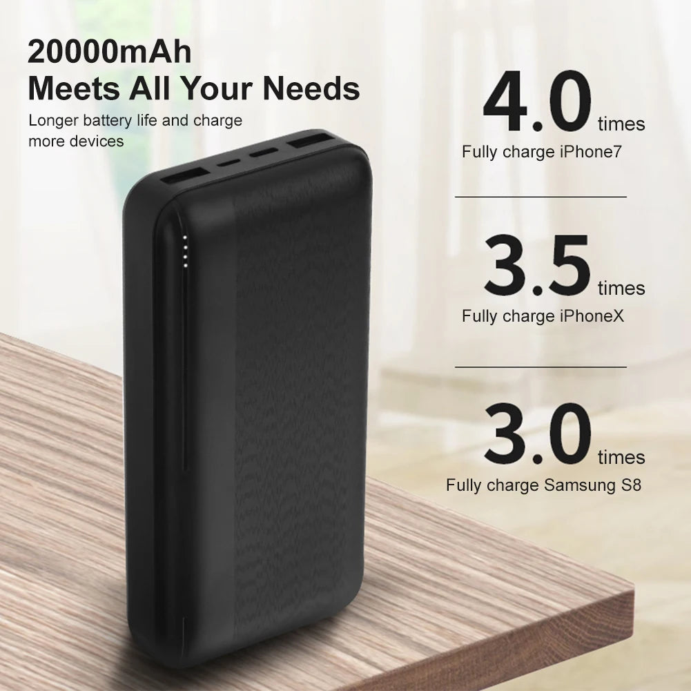 20000mAh Power Bank 5V/2A Micro/Type-C Out Portable Fast Charger External Battery Pack For Heating Vest Jacket Scarf Socks Phone