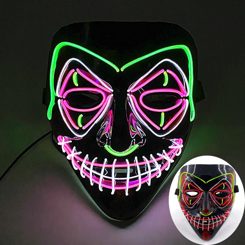 Wireless Halloween Neon Led Purge Mask Masquerade Carnival Party Masks Light Luminous In The Dark Cosplay Costume Supplies