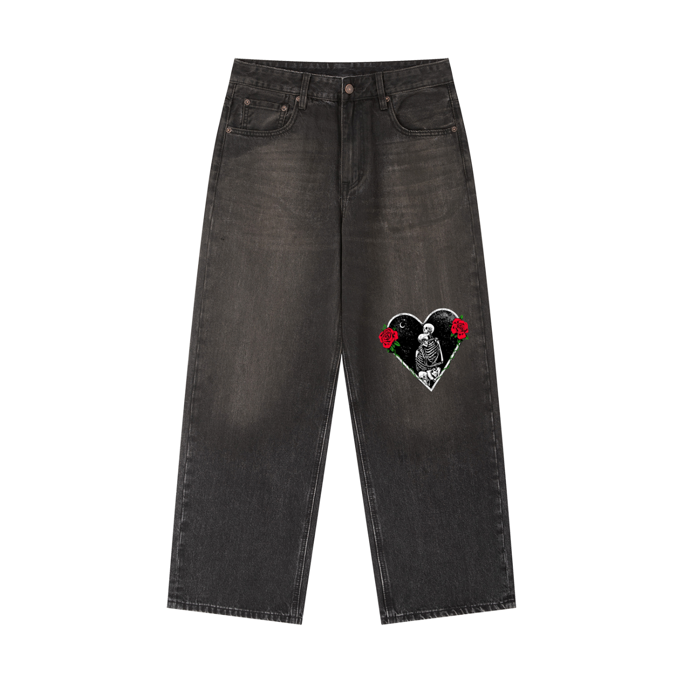 Vintage Wash Heavyweight Denim Jeans (heartless complex jeans)