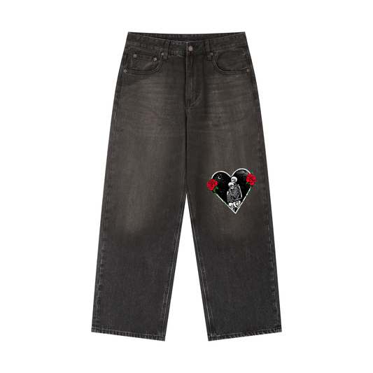 Vintage Wash Heavyweight Denim Jeans (heartless complex jeans)