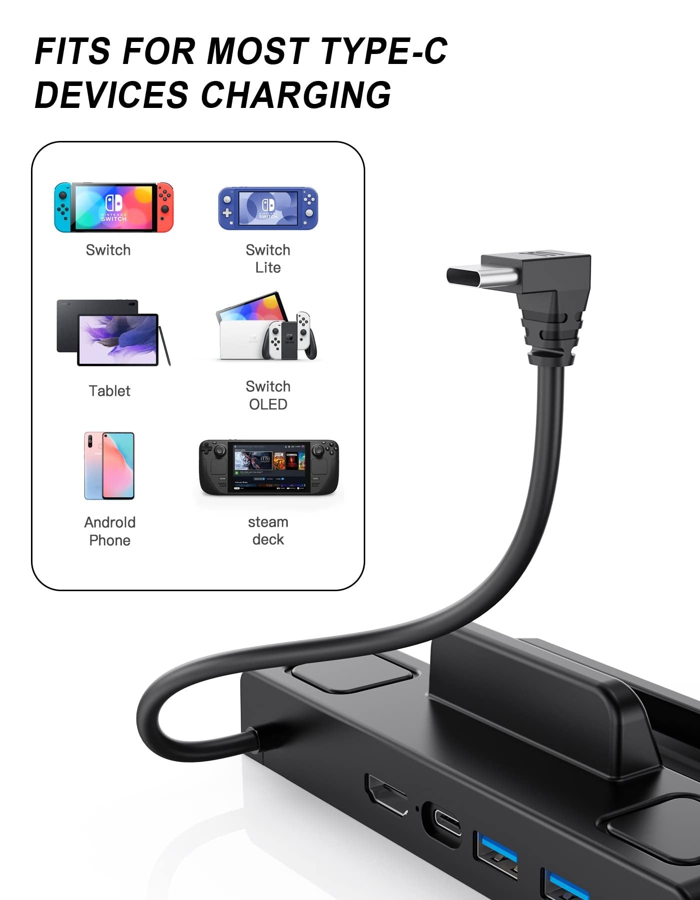 Steam Deck Docking Station TV Base Stand 5 in 1 Hub Holder Dock HDMI USB Type-c Charger For Steam Deck Game Console