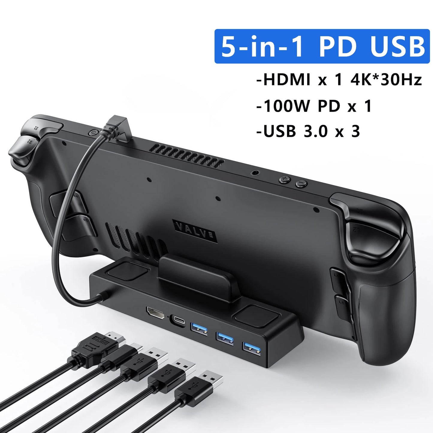 Steam Deck Docking Station TV Base Stand 5 in 1 Hub Holder Dock HDMI USB Type-c Charger For Steam Deck Game Console