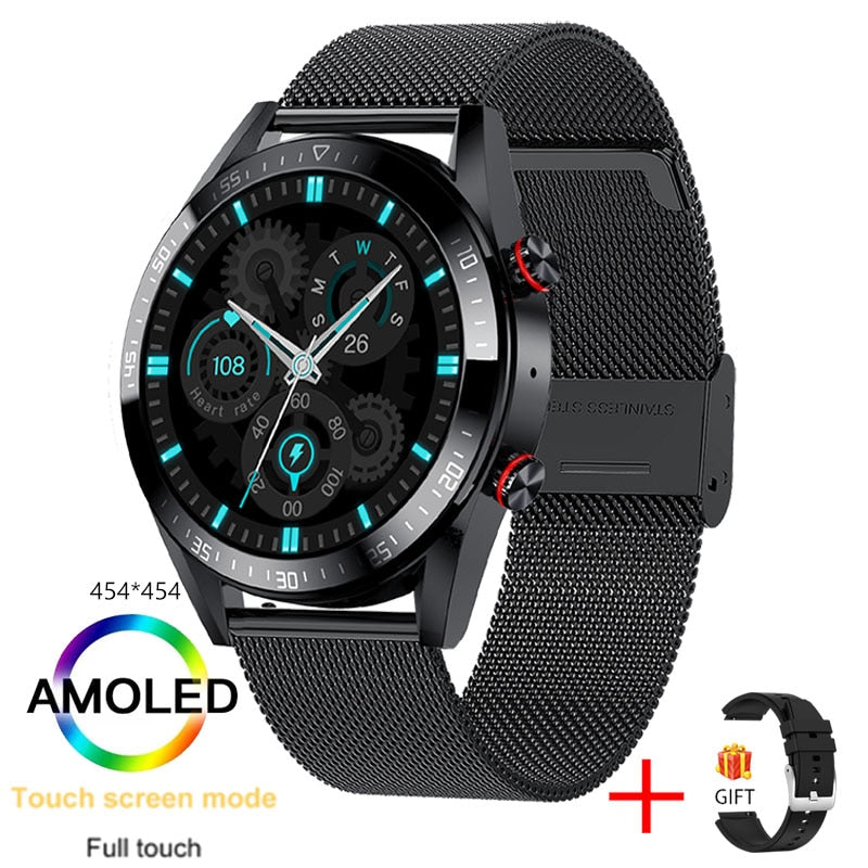 New 454*454 Screen Smart Watch Always Display The Time Bluetooth Call Local Music Smartwatch For Mens Android TWS Earphones