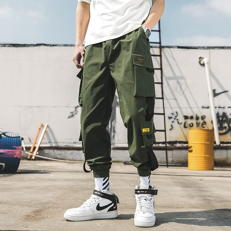 New Hip Hop Joggers Cargo Pants Men Harem Pants Multi-Pocket Ribbons Man Sweatpants Streetwear Casual Mens Pants S-5XL