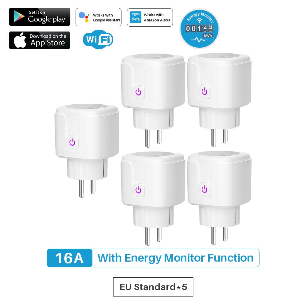 Smart Plug WiFi Socket EU 16A Power Monitor Timing Function Tuya SmartLife APP Control Works With Alexa Google Assistant Yandex