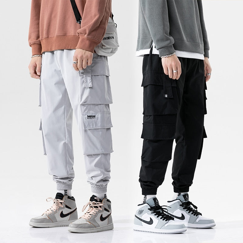 New Hip Hop Joggers Cargo Pants Men Harem Pants Multi-Pocket Ribbons Man Sweatpants Streetwear Casual Mens Pants S-5XL