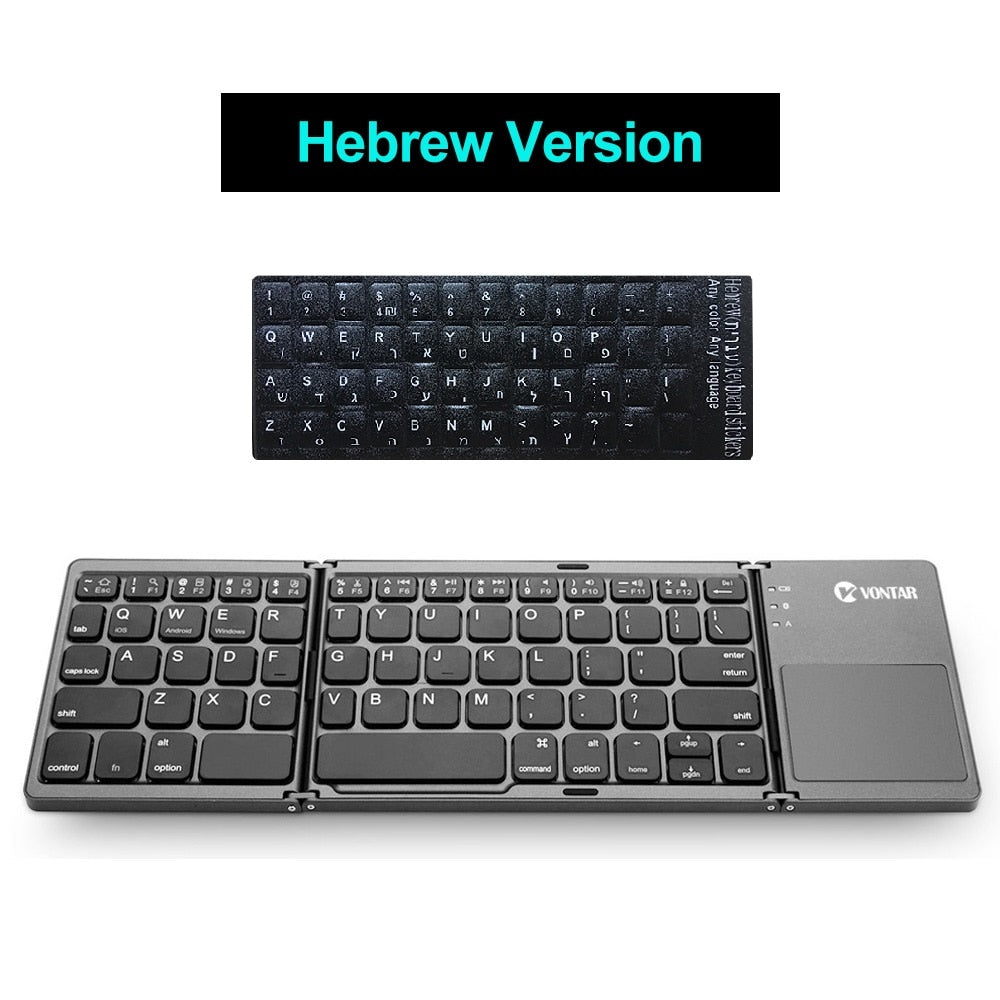 Portable Folding Bluetooth Mini Keyboard Foldable Wireless Klavye Touchpad Russian En Keypad for IOS/Android/Windows ipad Tablet