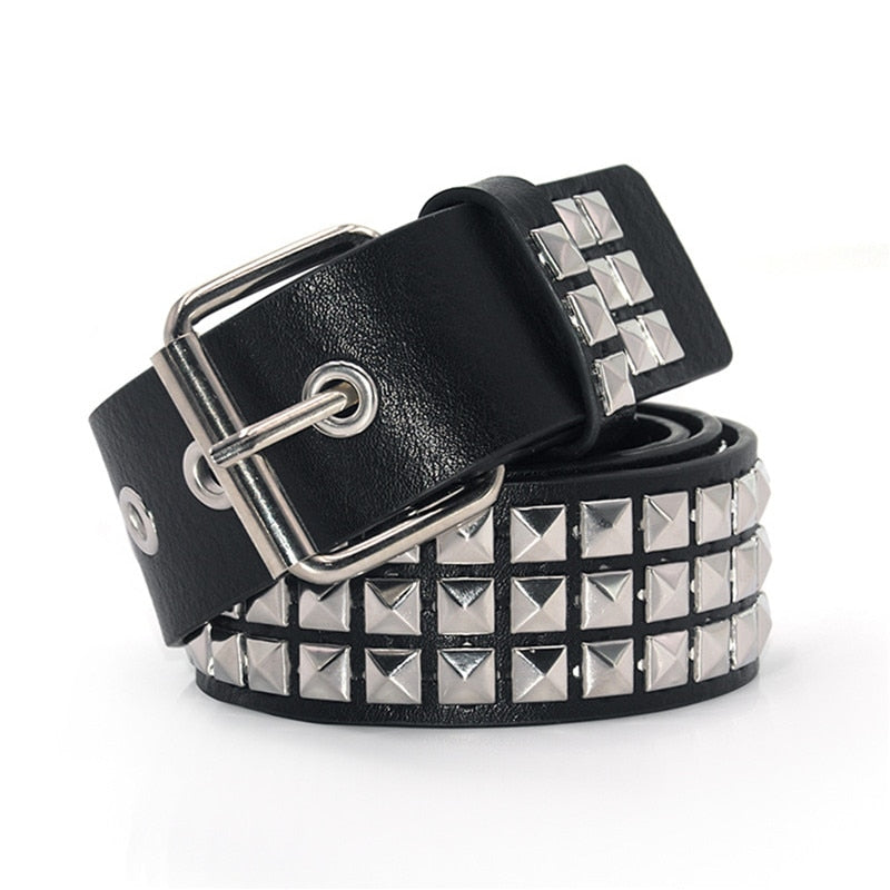 GAOKE Pyramid Fashion Rivet Belt Men&amp;Women&#39;s Studded Belt Punk Rock With Pin Buckle Hardware Jeans Designer Female Waist Belts