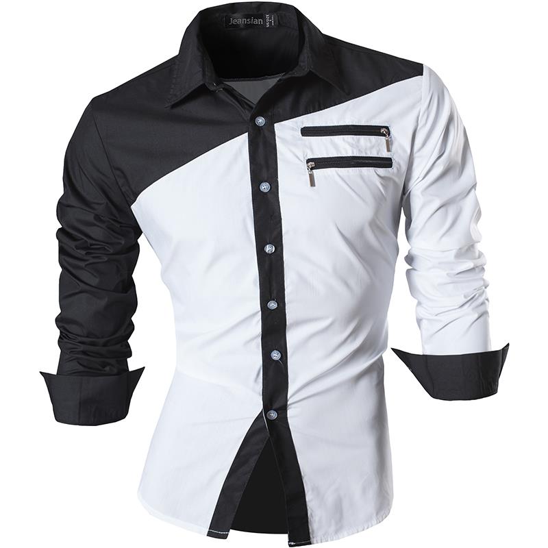 jeansian casual shirts dress male mens clothing long sleeve social slim fit brand boutique cotton western button 2028