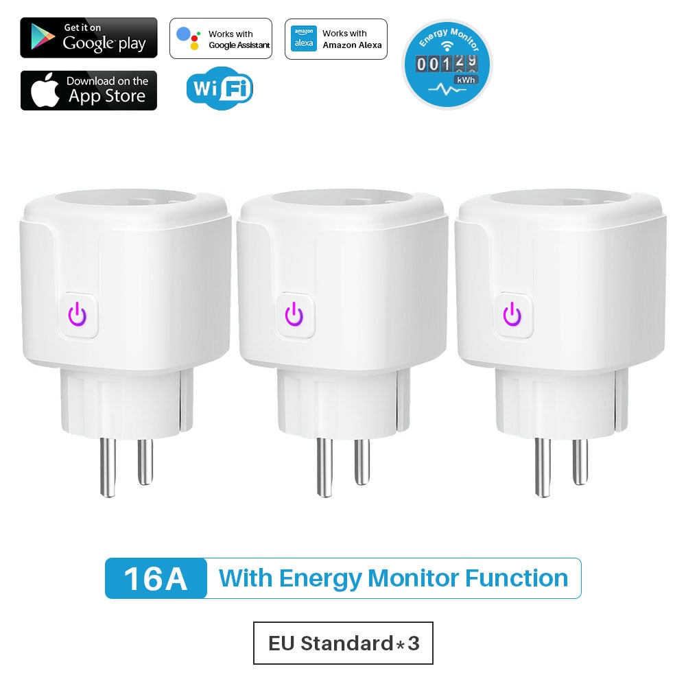 Smart Plug WiFi Socket EU 16A Power Monitor Timing Function Tuya SmartLife APP Control Works With Alexa Google Assistant Yandex