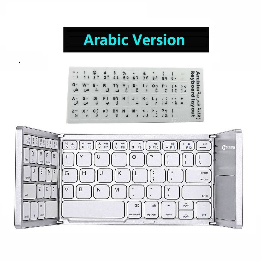 Portable Folding Bluetooth Mini Keyboard Foldable Wireless Klavye Touchpad Russian En Keypad for IOS/Android/Windows ipad Tablet