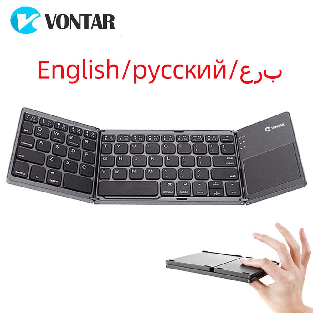 Portable Folding Bluetooth Mini Keyboard Foldable Wireless Klavye Touchpad Russian En Keypad for IOS/Android/Windows ipad Tablet