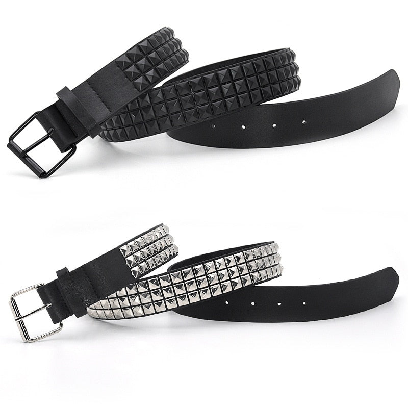 GAOKE Pyramid Fashion Rivet Belt Men&amp;Women&#39;s Studded Belt Punk Rock With Pin Buckle Hardware Jeans Designer Female Waist Belts