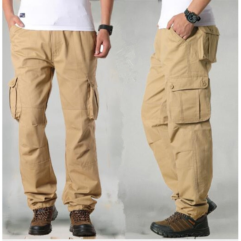 Men&#39;s Cargo Pants Mens Casual Multi Pockets Military Tactical Pants Men Outwear Straight slacks Long Trousers Large size 42 44