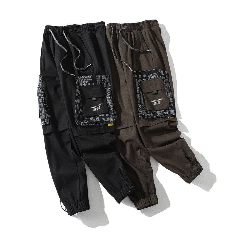 Fashion Printed Mens Streetwear Joggers Black Harem Sweatpants Casual Trousers