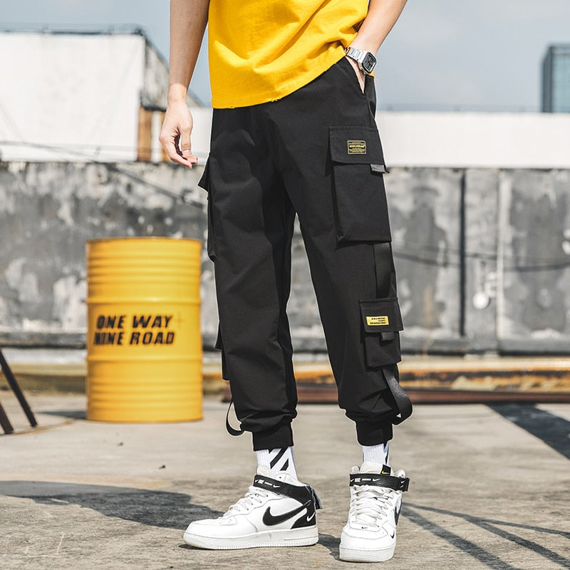 New Hip Hop Joggers Cargo Pants Men Harem Pants Multi-Pocket Ribbons Man Sweatpants Streetwear Casual Mens Pants S-5XL