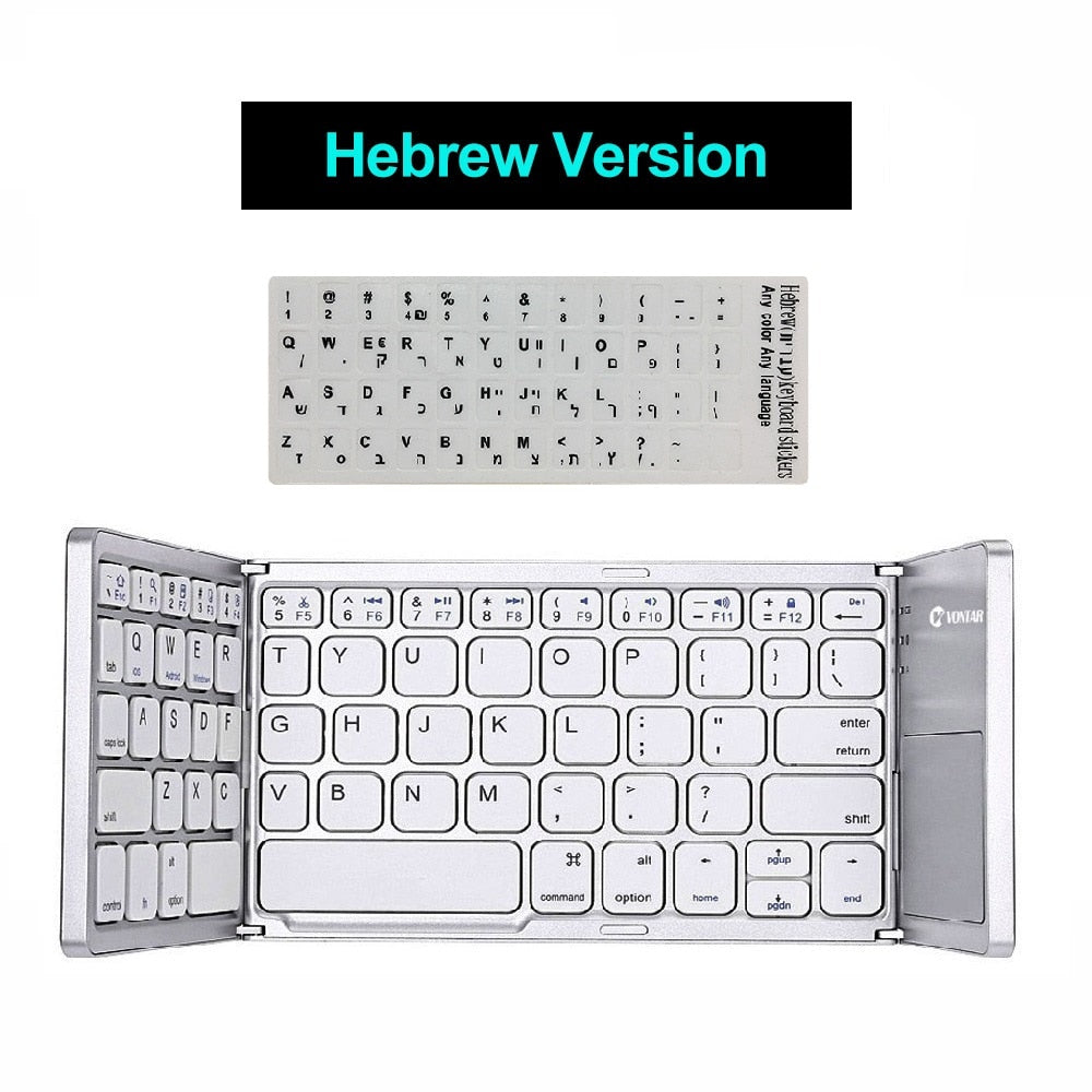 Portable Folding Bluetooth Mini Keyboard Foldable Wireless Klavye Touchpad Russian En Keypad for IOS/Android/Windows ipad Tablet