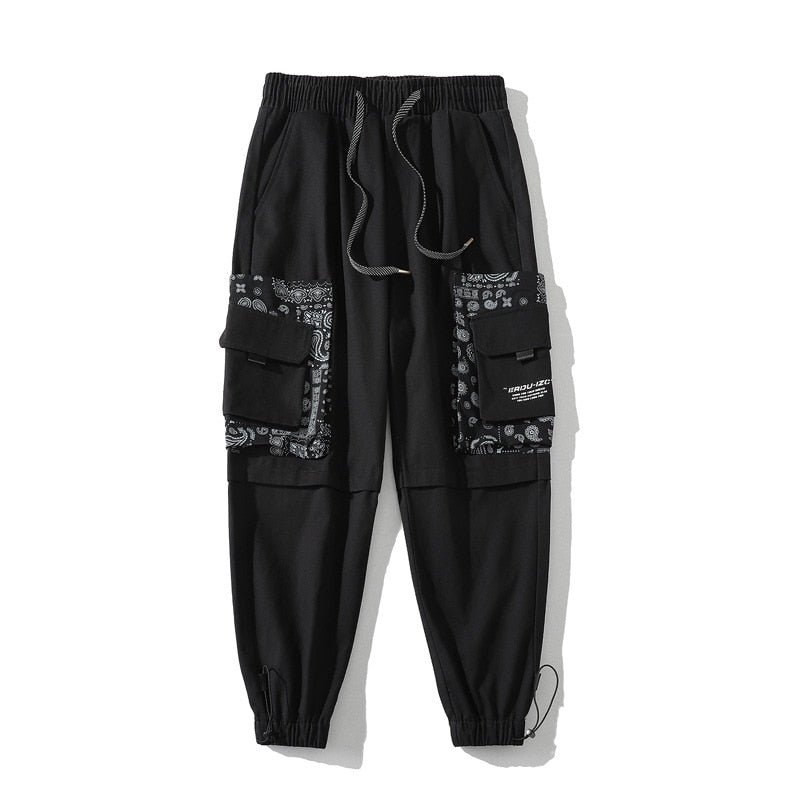 Fashion Printed Mens Streetwear Joggers Black Harem Sweatpants Casual Trousers