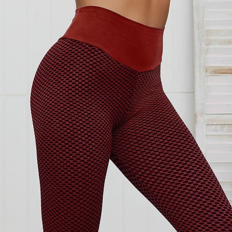 CHRLEISURE Grid Tights Yoga Pants Women Seamless High Waist Leggings Breathable Gym Fitness Push Up Clothing Girl Yoga Pant