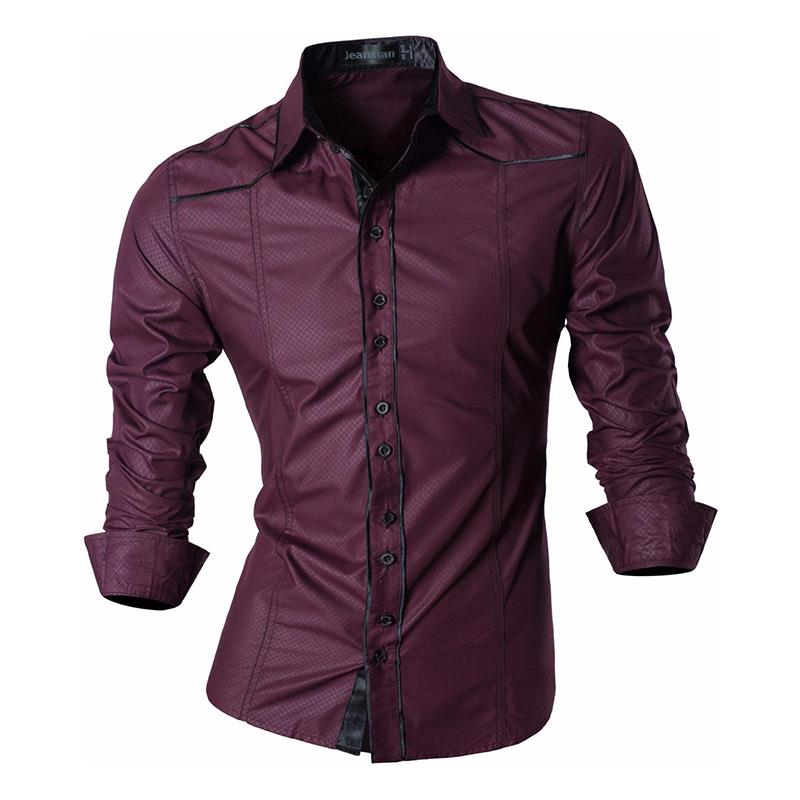 jeansian casual shirts dress male mens clothing long sleeve social slim fit brand boutique cotton western button 2028