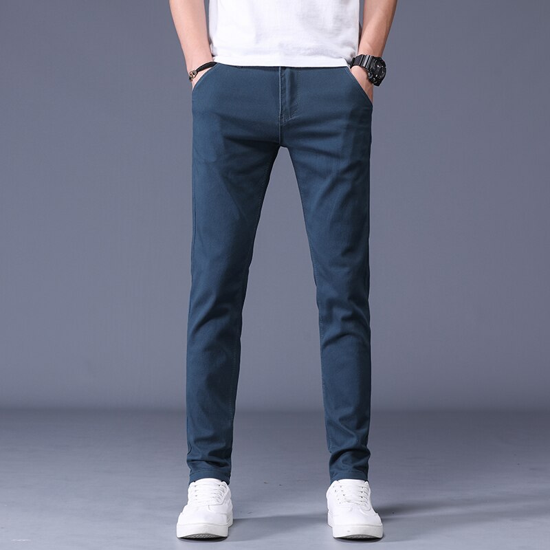 Classic Men&#39;s Khaki Casual Pants New Business Fashion Slim Fit Cotton Stretch Trousers Male Brand Clothing