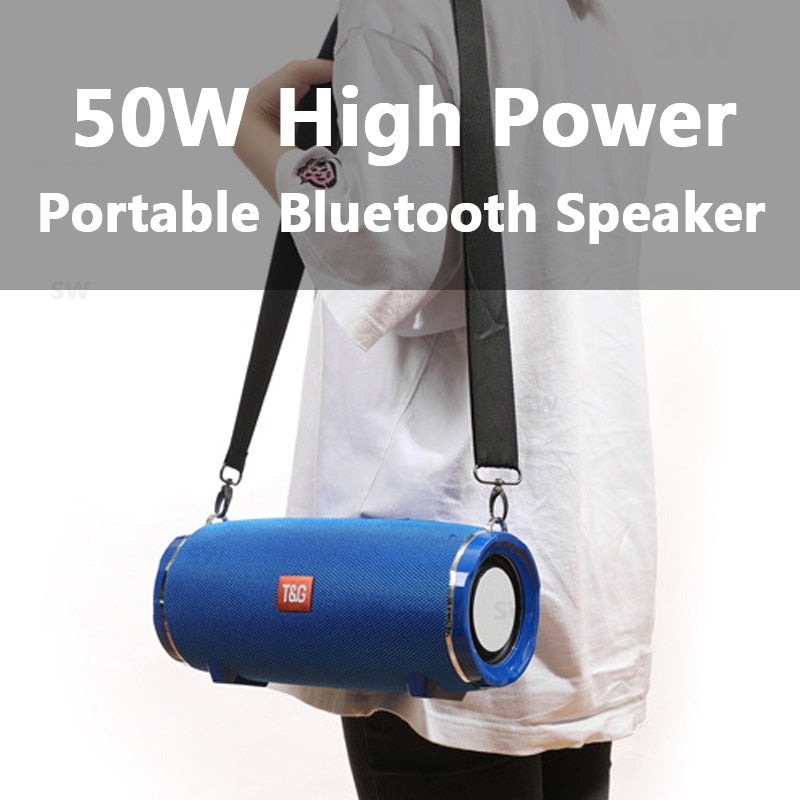 50W High Power TG187 Bluetooth Speaker Waterproof Portable Column For PC Computer Speakers Subwoofer Boom Box Music Center FM TF