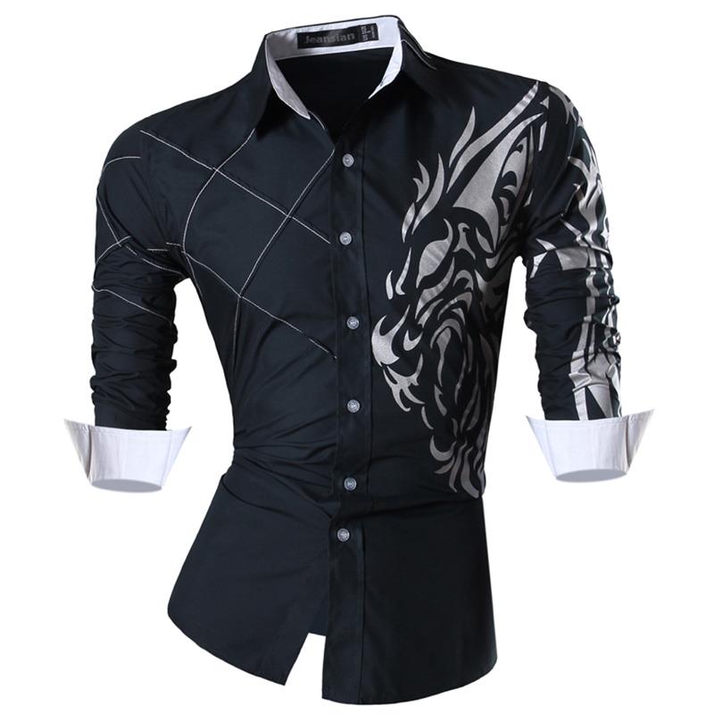 jeansian casual shirts dress male mens clothing long sleeve social slim fit brand boutique cotton western button 2028