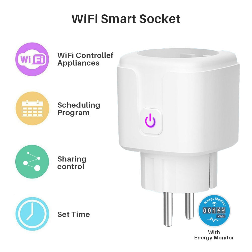 Smart Plug WiFi Socket EU 16A Power Monitor Timing Function Tuya SmartLife APP Control Works With Alexa Google Assistant Yandex