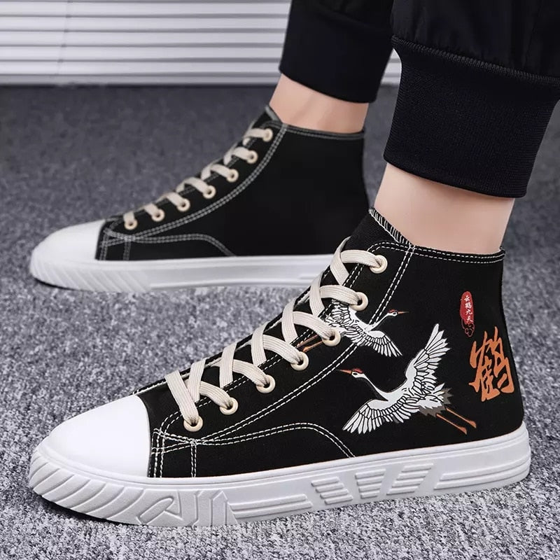 Women High Top Vulcanized Shoes Ladies Casual Sneakers Fashion Comfortable Canvas Shoes Trend Casual Flats Sneakers Plus Size 44