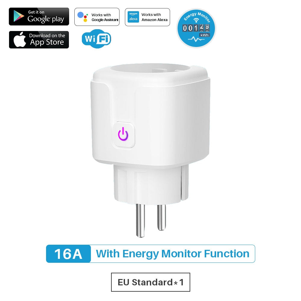 Smart Plug WiFi Socket EU 16A Power Monitor Timing Function Tuya SmartLife APP Control Works With Alexa Google Assistant Yandex