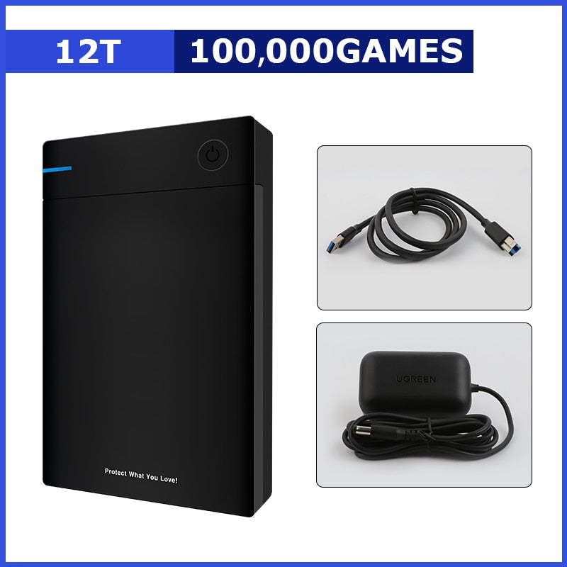 Hyperspin Protable 4T/8T/12T External Game Hard Drive Disk With100000+Games For PS4/PS3/PS2/SS/Wiiu/Wii/N64/DC For Win 7/8/10/11