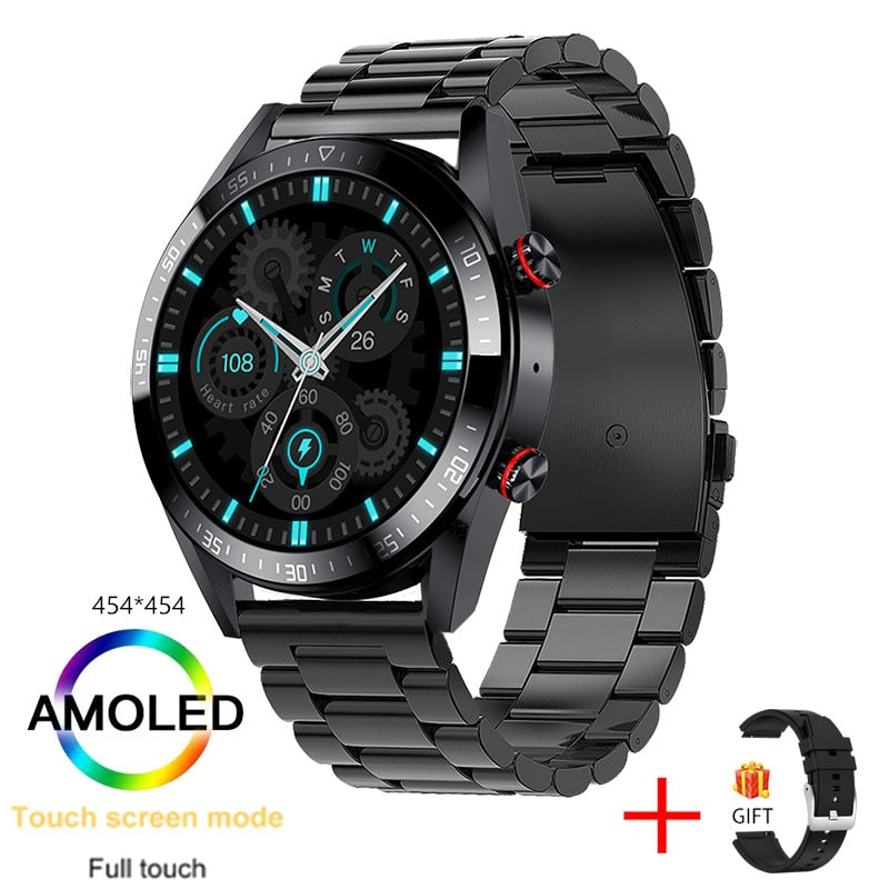 New 454*454 Screen Smart Watch Always Display The Time Bluetooth Call Local Music Smartwatch For Mens Android TWS Earphones