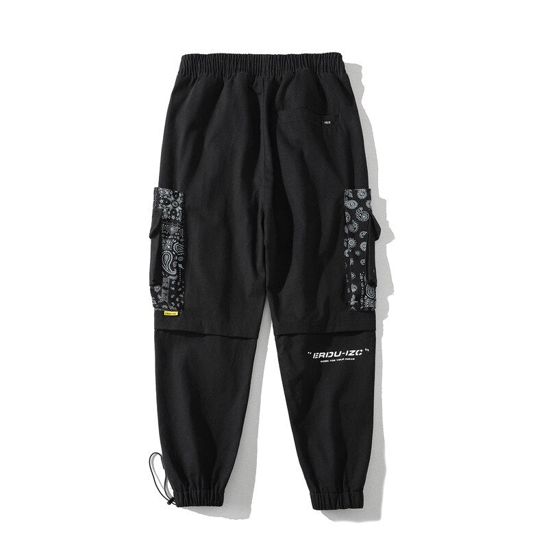 Fashion Printed Mens Streetwear Joggers Black Harem Sweatpants Casual Trousers