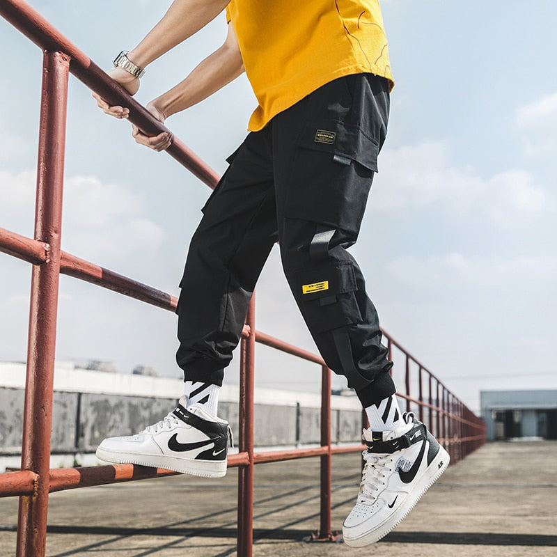 New Hip Hop Joggers Cargo Pants Men Harem Pants Multi-Pocket Ribbons Man Sweatpants Streetwear Casual Mens Pants S-5XL